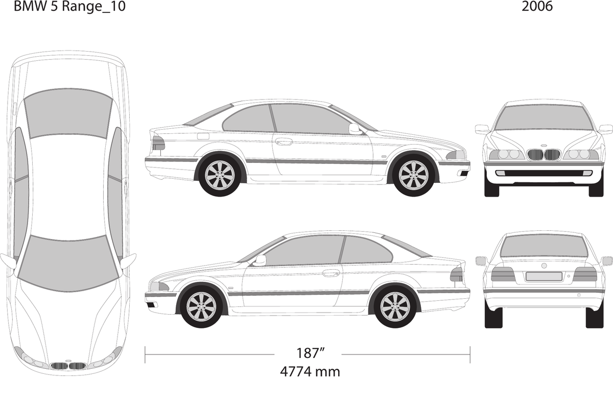 2006 BMW 5 vector wrap template V10, Design-Ready PDF - GravBase