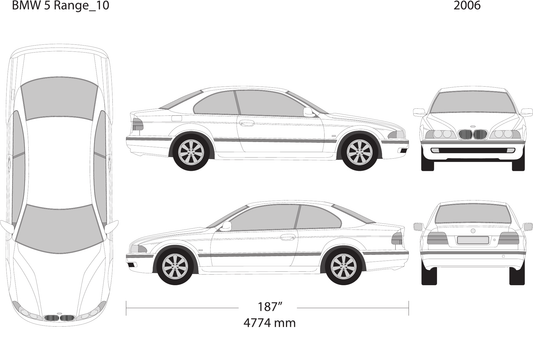 2006 BMW 5 vector wrap template V10, Design-Ready PDF - GravBase