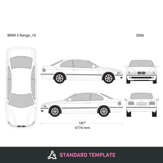 2006 BMW 5 vector wrap template V10, Design-Ready PDF - GravBase