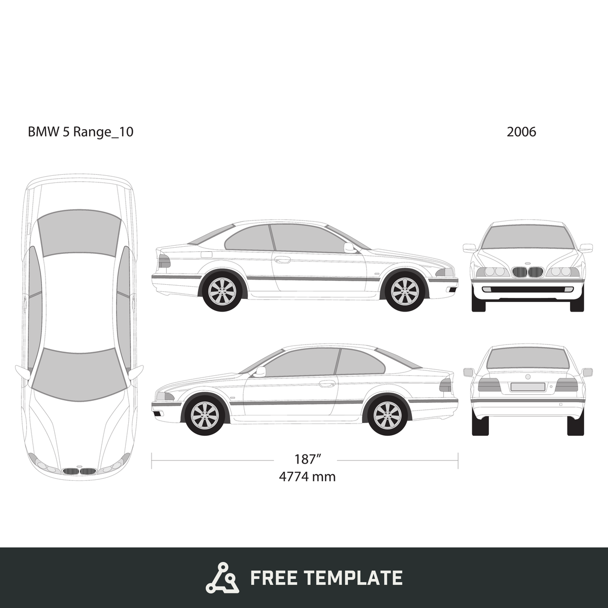 2006 BMW 5 free vector vehicle wrap template - GravBase