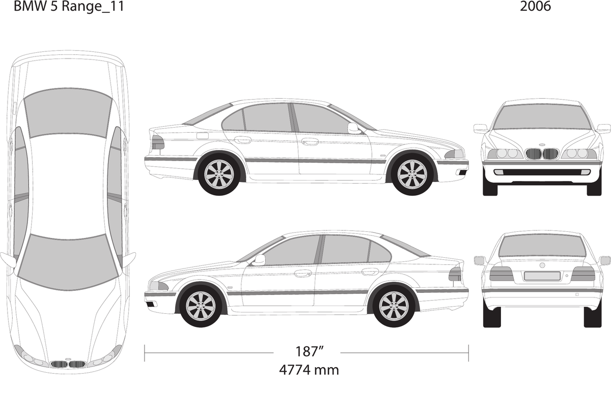 2006 BMW 5 vector wrap template V11, Design-Ready PDF - GravBase
