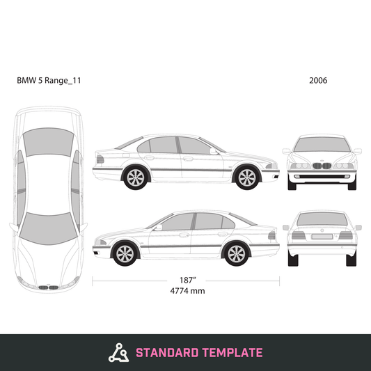 2006 BMW 5 vector wrap template V11, Design-Ready PDF - GravBase