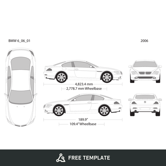 2006 BMW 6 Coupe free vector vehicle wrap template - GravBase