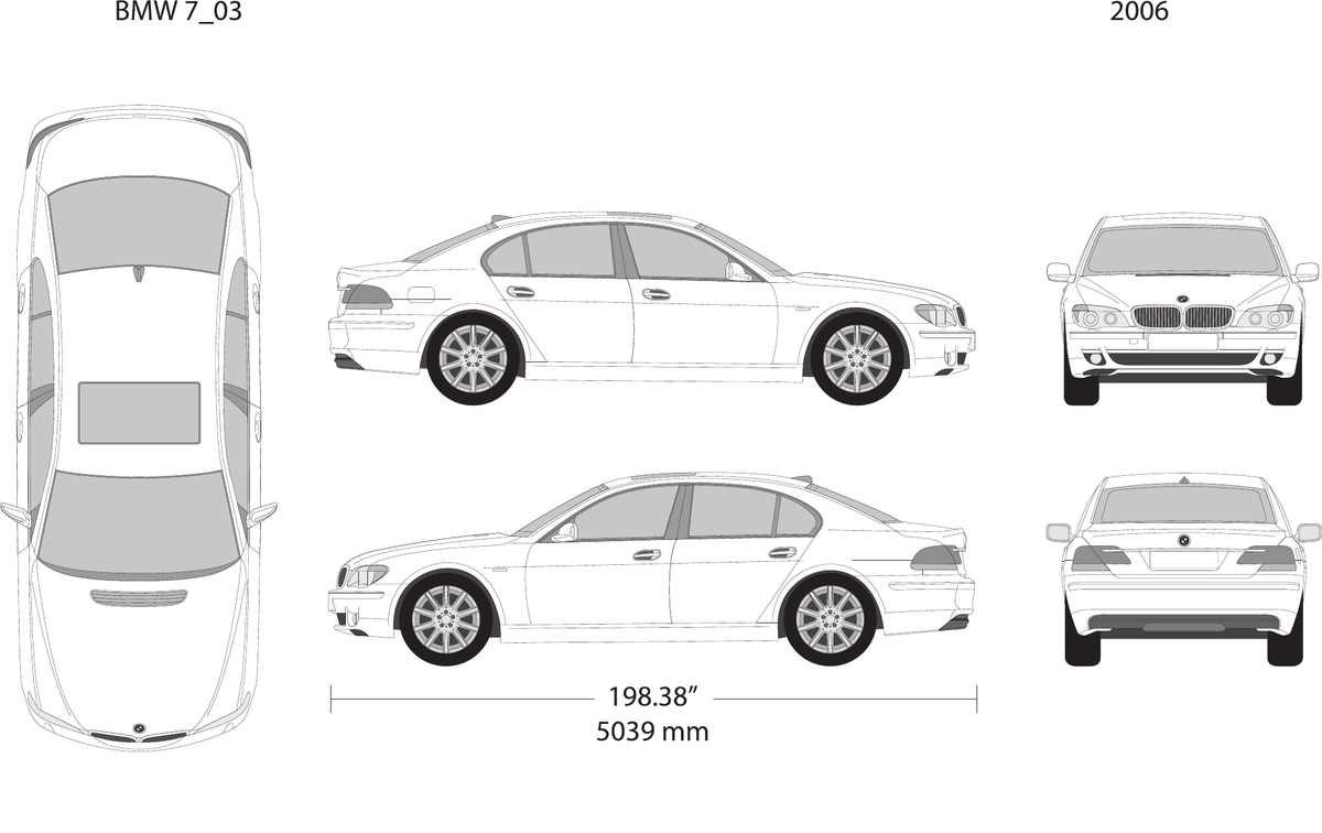 2006 BMW 7 vector wrap template, Design-Ready PDF - GravBase