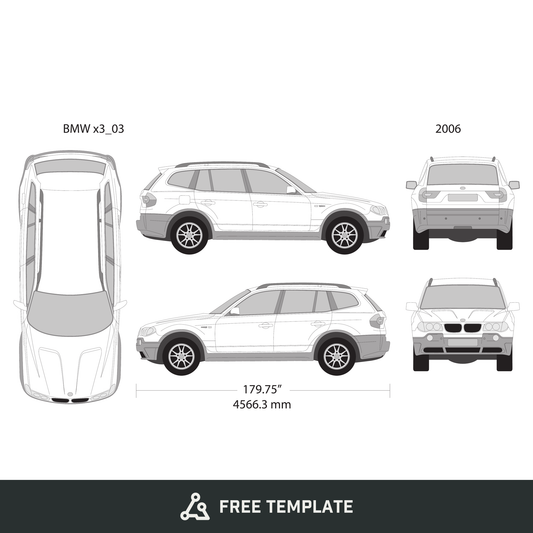 2006 BMW X3 free vector vehicle wrap template - GravBase