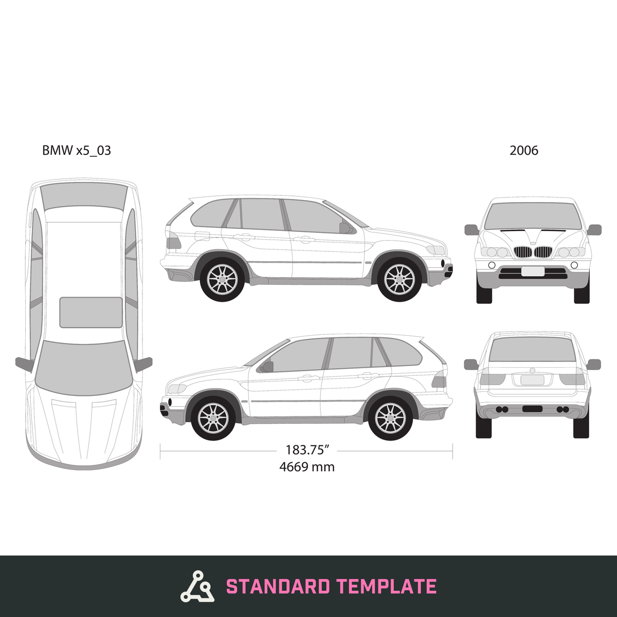 2006 BMW X5 vector wrap template, Design-Ready PDF - GravBase
