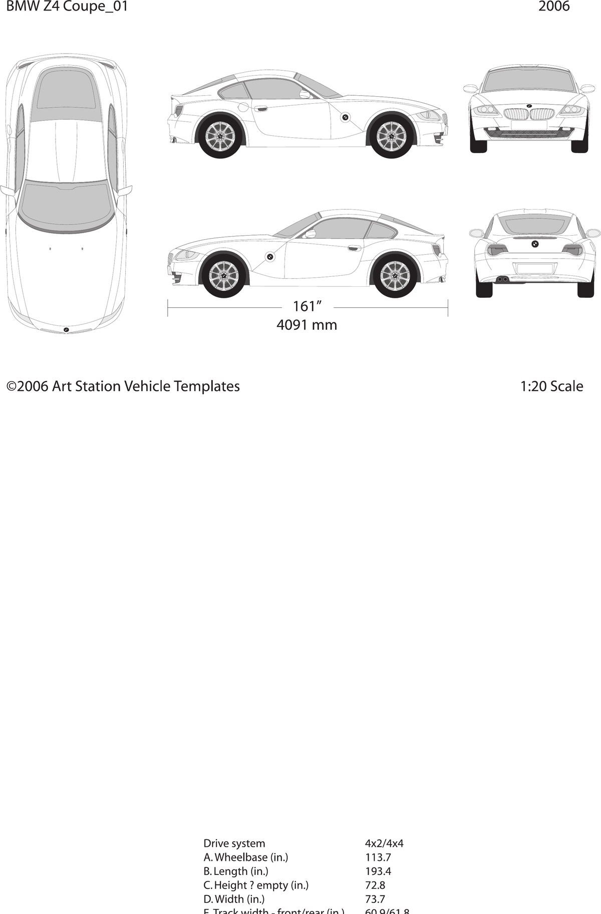 2006 BMW Z4 Vector Wrap Template - GravBase