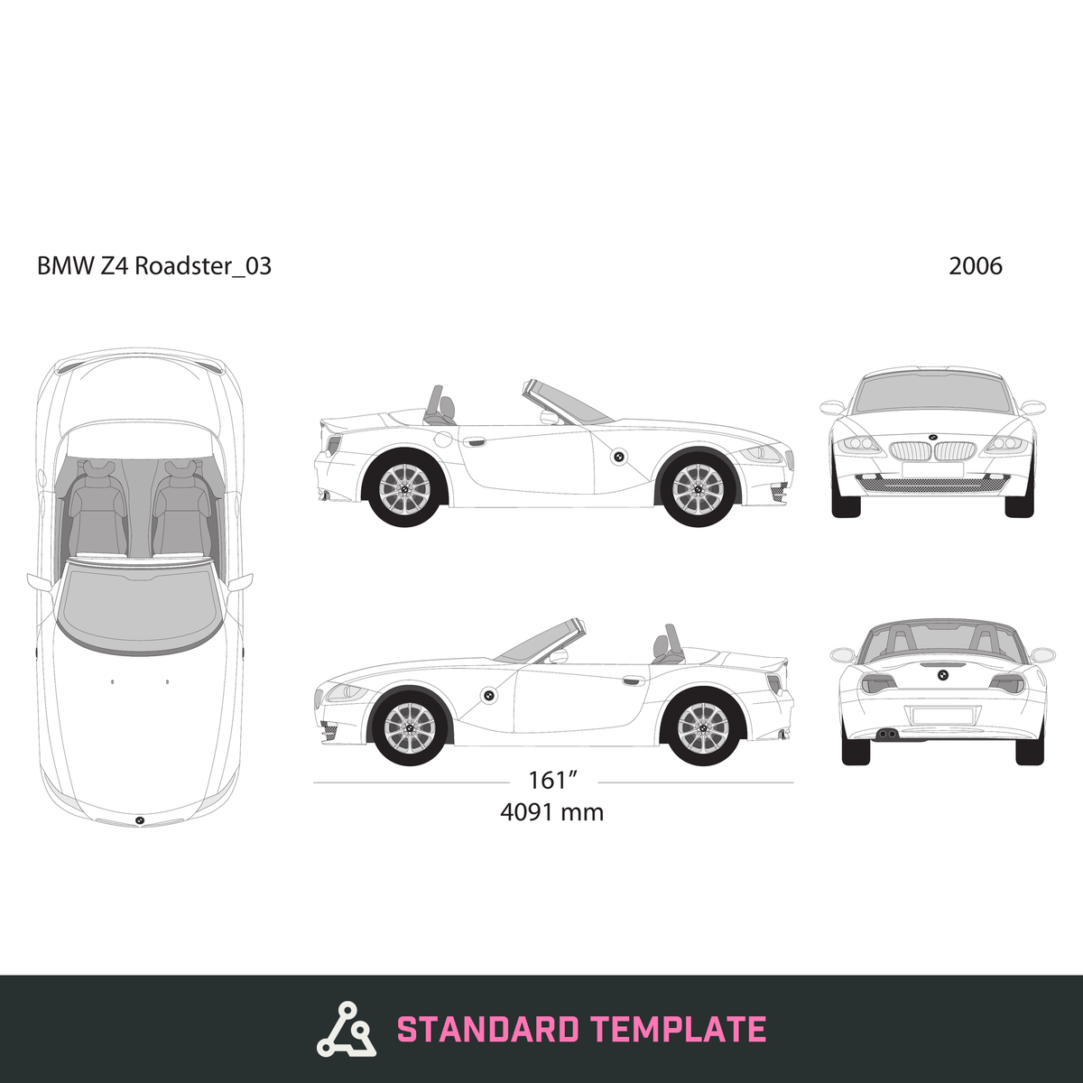 2006 BMW Z4 vector wrap template V03, Design-Ready PDF - GravBase