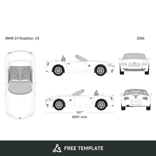 2006 BMW Z4 free vector vehicle wrap template - GravBase