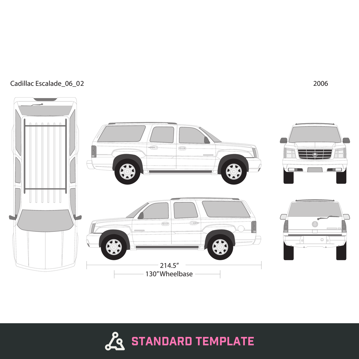 2006 Cadillac Escalade vector wrap template V02, Design-Ready PDF - GravBase