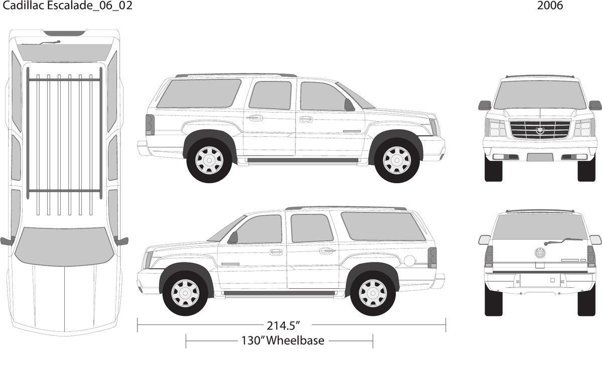 2006 Cadillac Escalade vector wrap template V02, Design-Ready PDF - GravBase