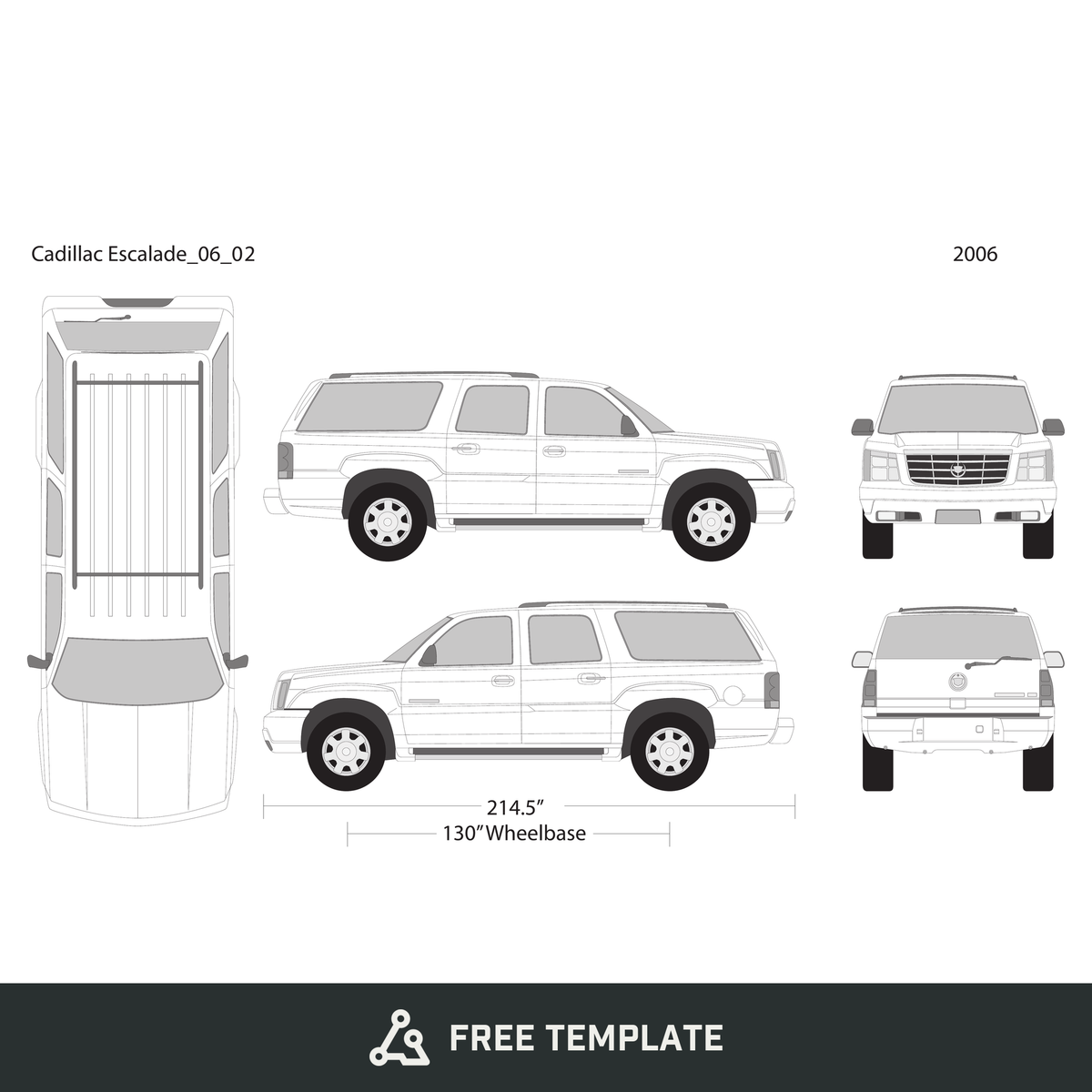 2006 Cadillac Escalade free vector vehicle wrap template - GravBase