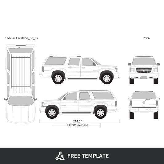 2006 Cadillac Escalade free vector vehicle wrap template - GravBase