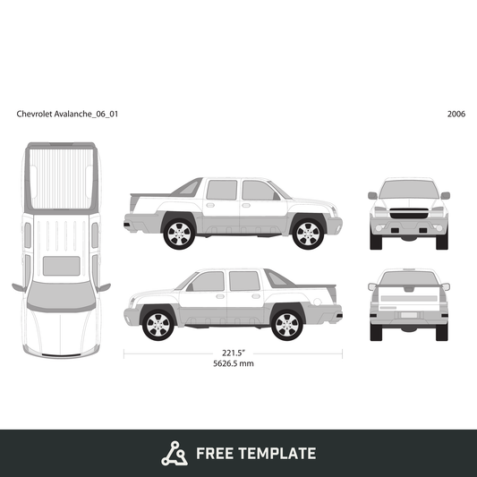2006 Chevy Avalanche free vector vehicle wrap template - GravBase