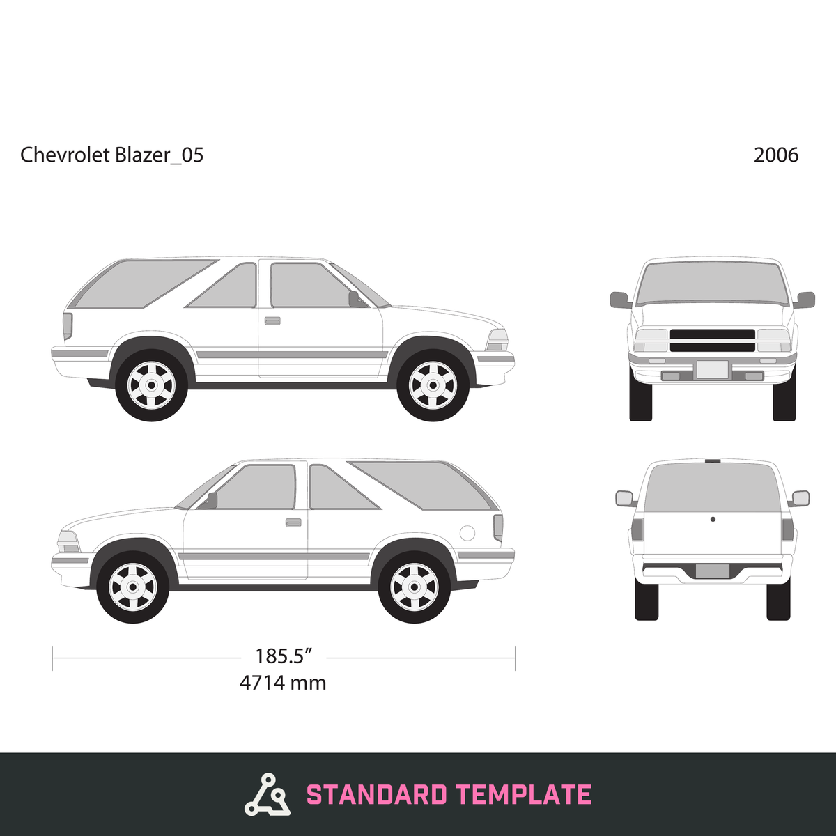 2006 Chevy Blazer vector wrap template V05, Design-Ready PDF - GravBase