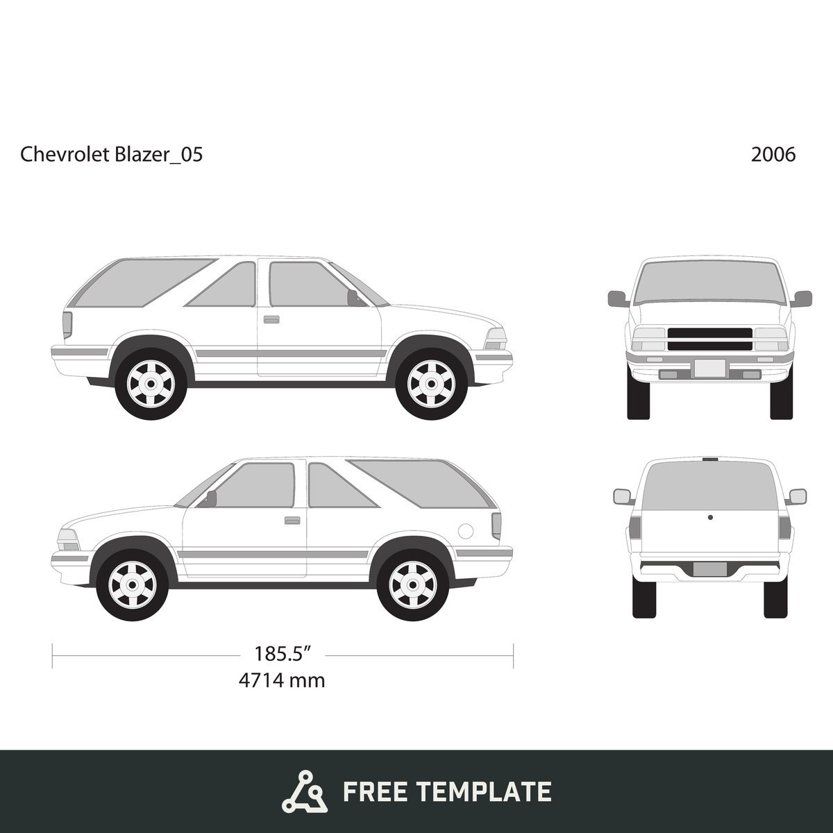 2006 Chevy Blazer free vector vehicle wrap template - GravBase