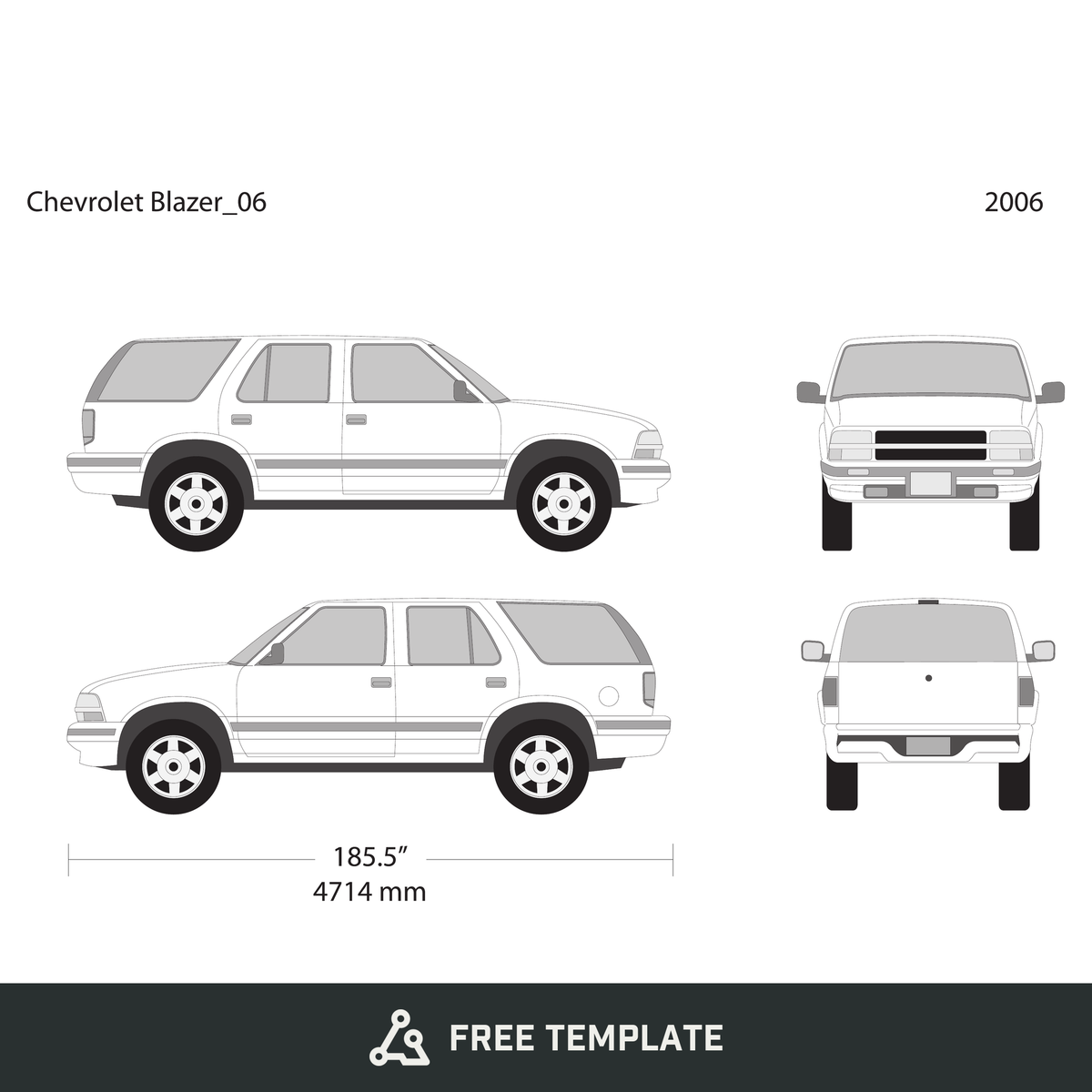 2006 Chevy Blazer free vector vehicle wrap template - GravBase