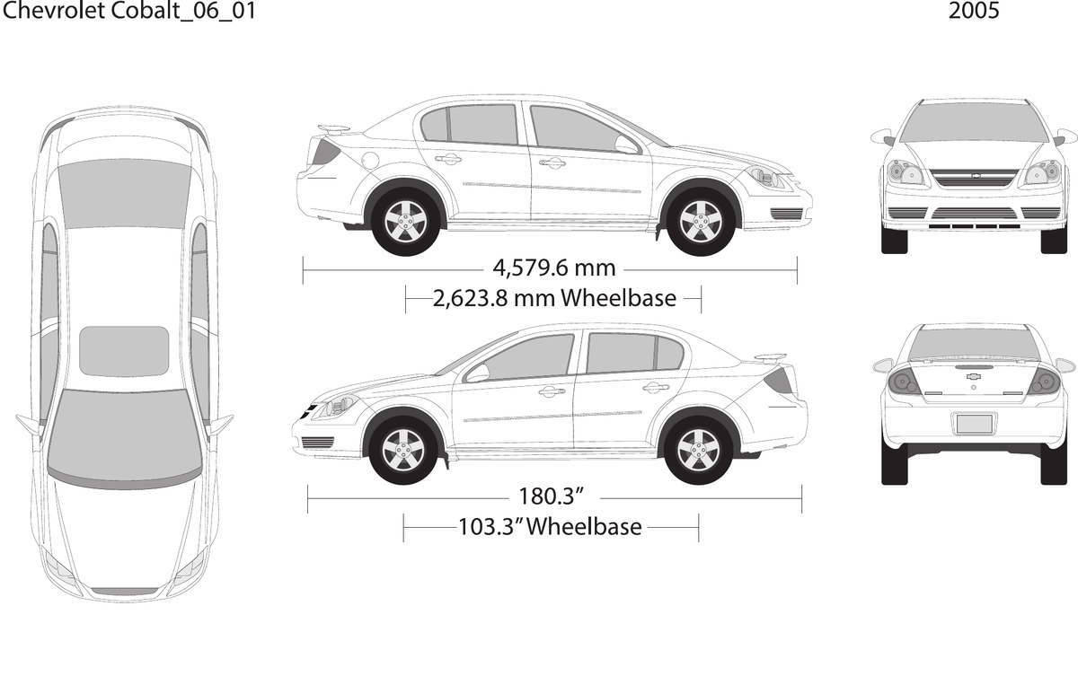 2006 Chevy Cobalt vector wrap template V01, Design-Ready PDF - GravBase