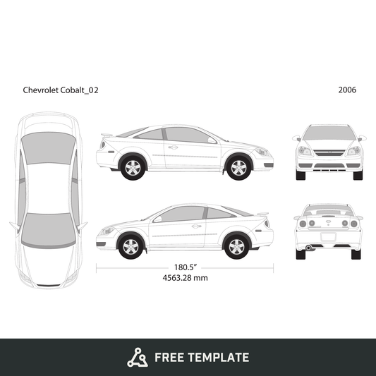 2006 Chevy Cobalt free vector vehicle wrap template - GravBase