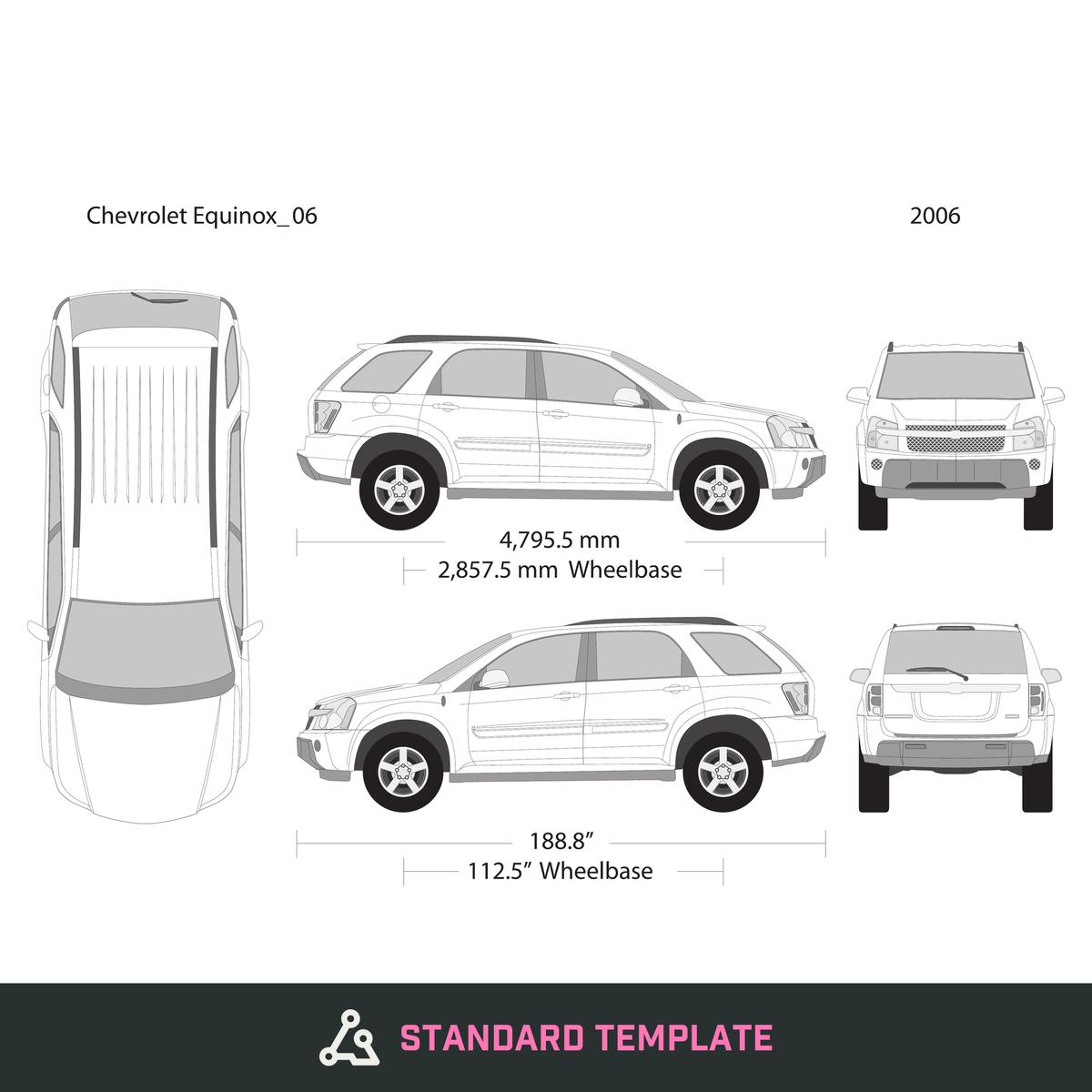 2006 Chevy Equinox vector wrap template, Design-Ready PDF - GravBase