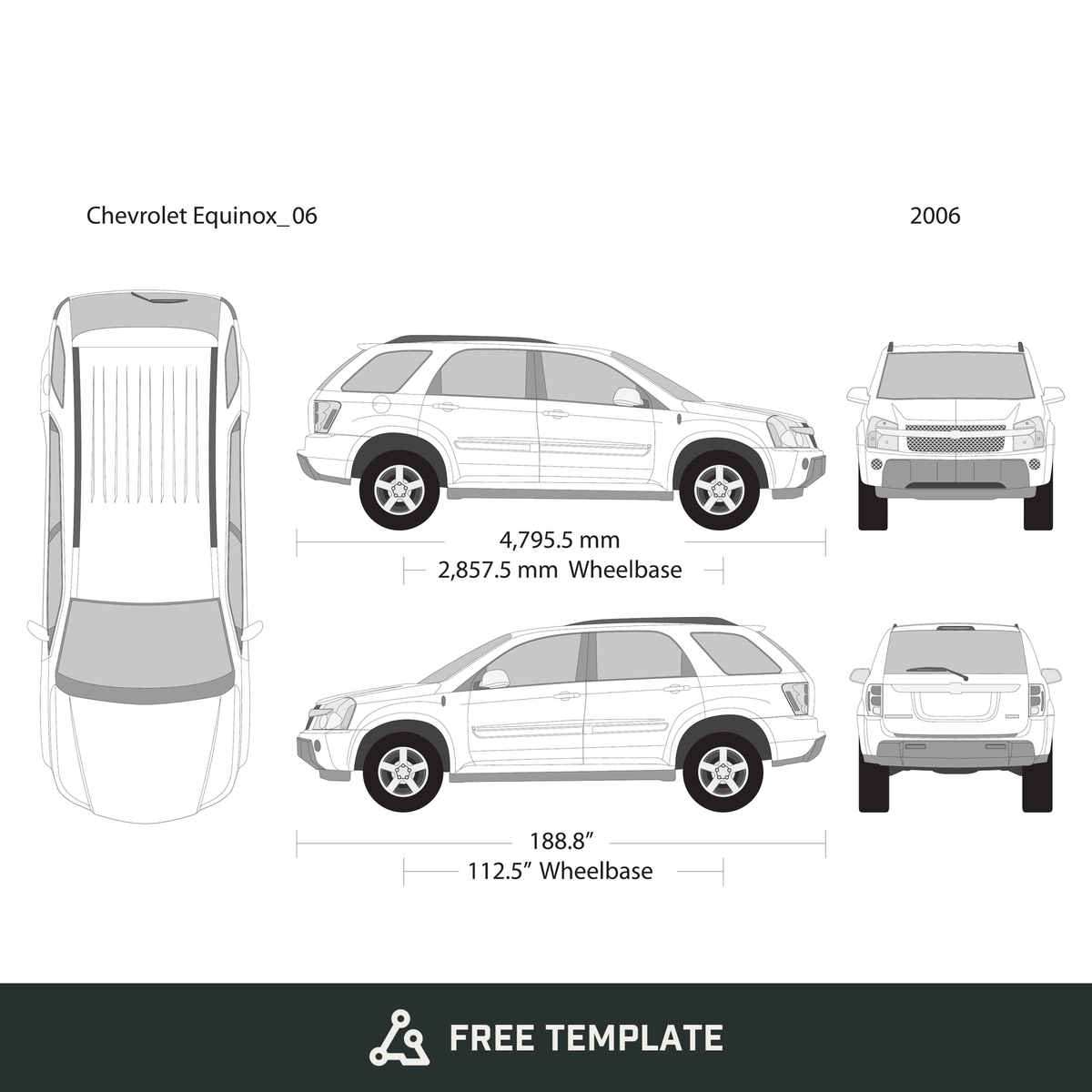 2006 Chevy Equinox free vector vehicle wrap template - GravBase