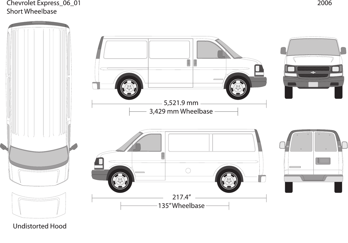 2006 Chevy Express vector wrap template V01, Design-Ready PDF - GravBase