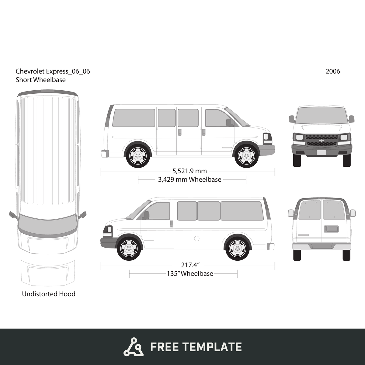 2006 Chevy Express free vector vehicle wrap template - GravBase