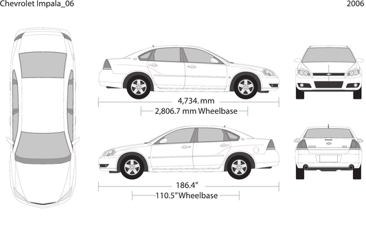 2006 Chevy Impala vector wrap template, Design-Ready PDF - GravBase
