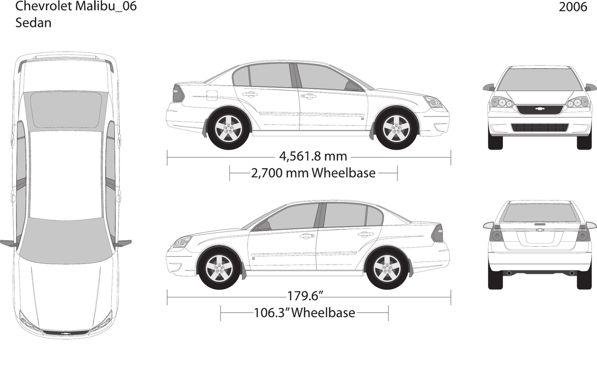 2006 Chevy Malibu vector wrap template, Design-Ready PDF - GravBase