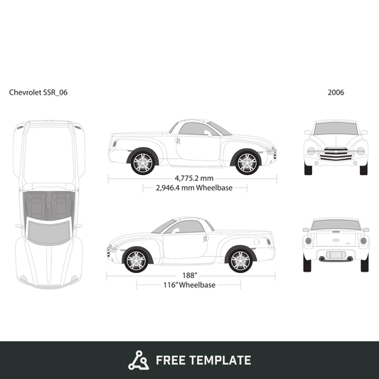 2006 Chevy SSR free vector vehicle wrap template - GravBase