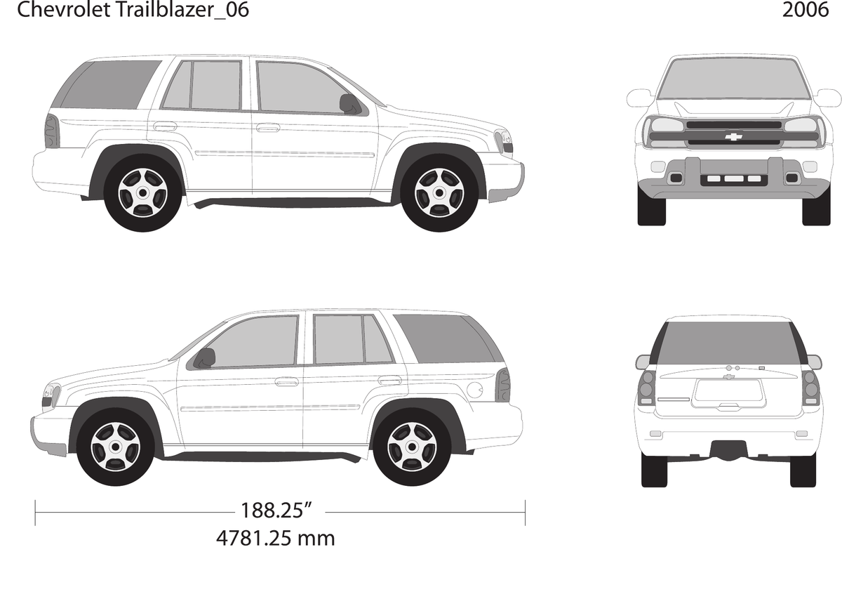 2006 Chevy Trailblazer Vector Wrap Template - GravBase