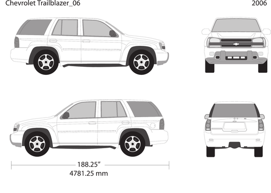 2006 Chevy Trailblazer Vector Wrap Template - GravBase