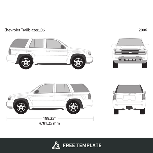 2006 Chevy Trailblazer free vector vehicle wrap template - GravBase
