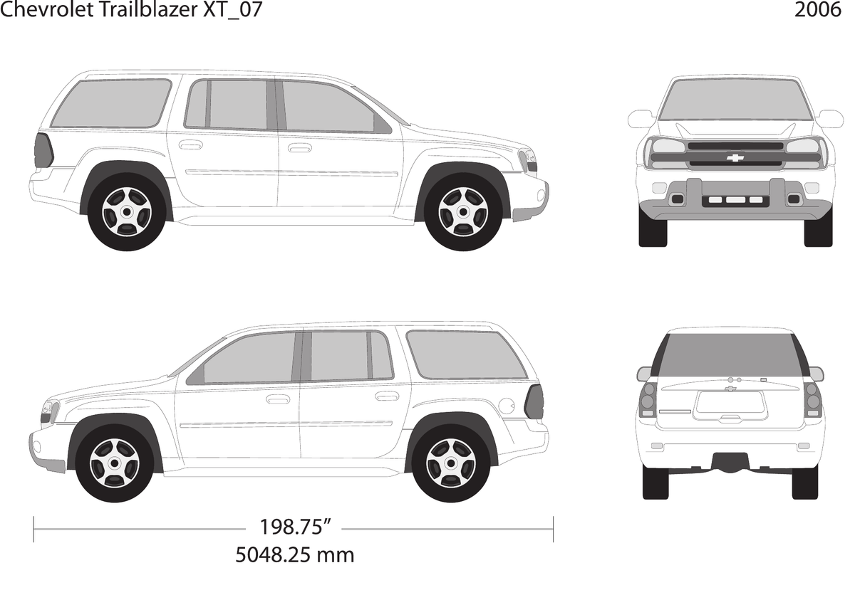 2006 Chevy Trailblazer vector wrap template V07, Design-Ready PDF - GravBase
