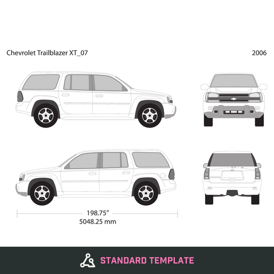 2006 Chevy Trailblazer vector wrap template V07, Design-Ready PDF - GravBase