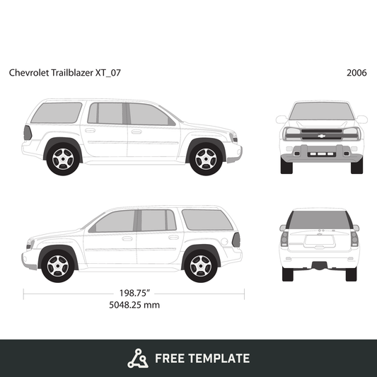 2006 Chevy Trailblazer free vector vehicle wrap template - GravBase