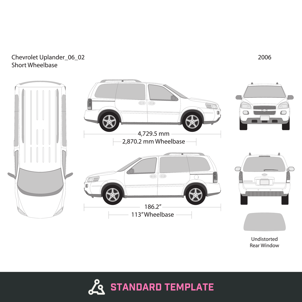 2006 Chevy Uplander vector wrap template V02, Design-Ready PDF - GravBase