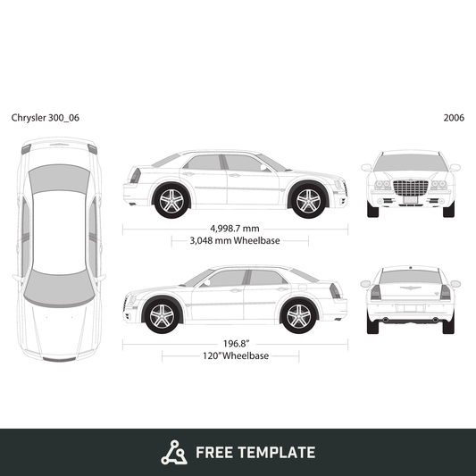 2006 Chrysler 300 free vector vehicle wrap template - GravBase