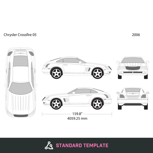 2006 Chrysler Crossfire vector wrap template V05, Design-Ready PDF - GravBase