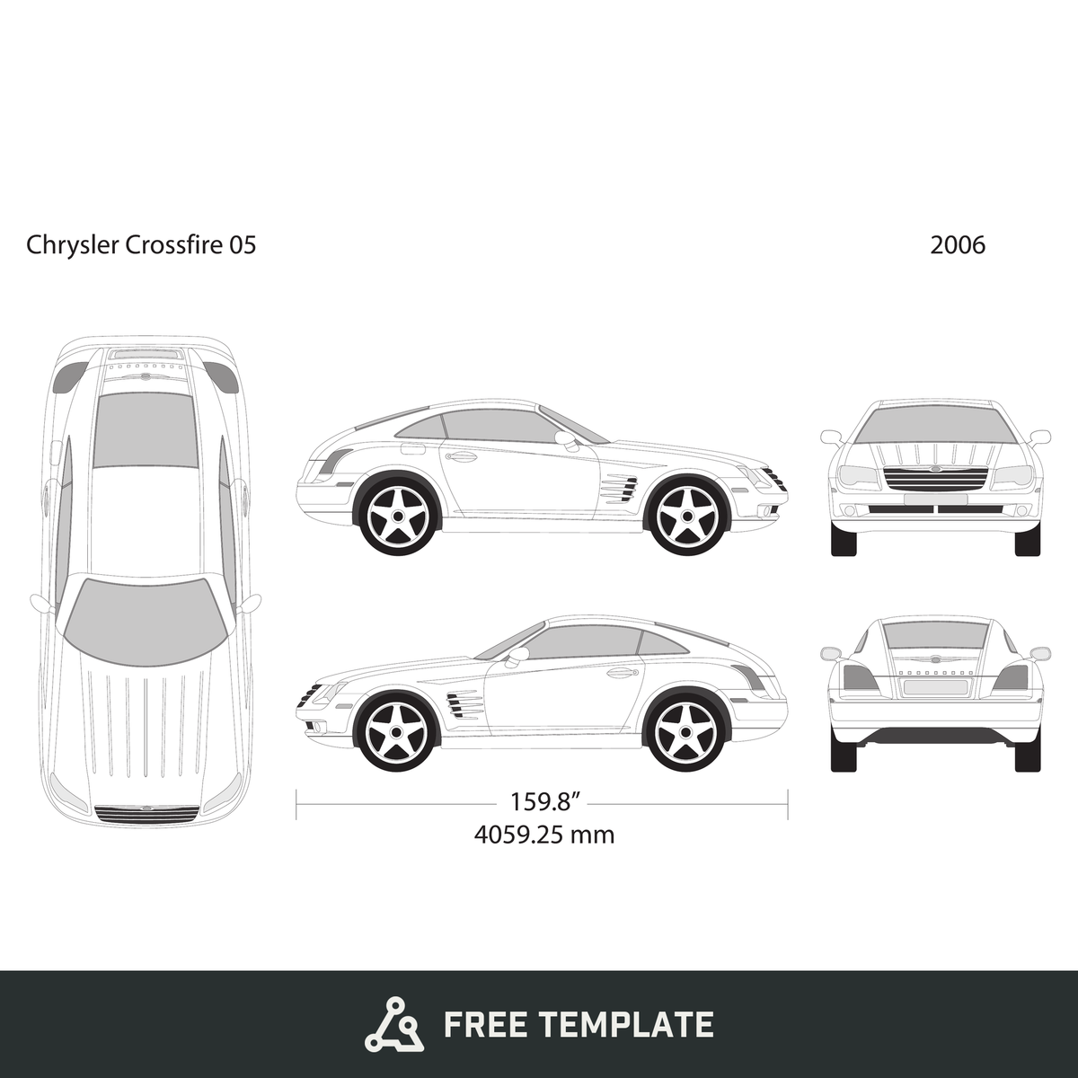 2006 Chrysler Crossfire free vector vehicle wrap template - GravBase
