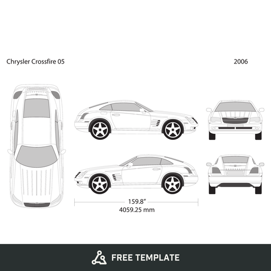 2006 Chrysler Crossfire free vector vehicle wrap template - GravBase