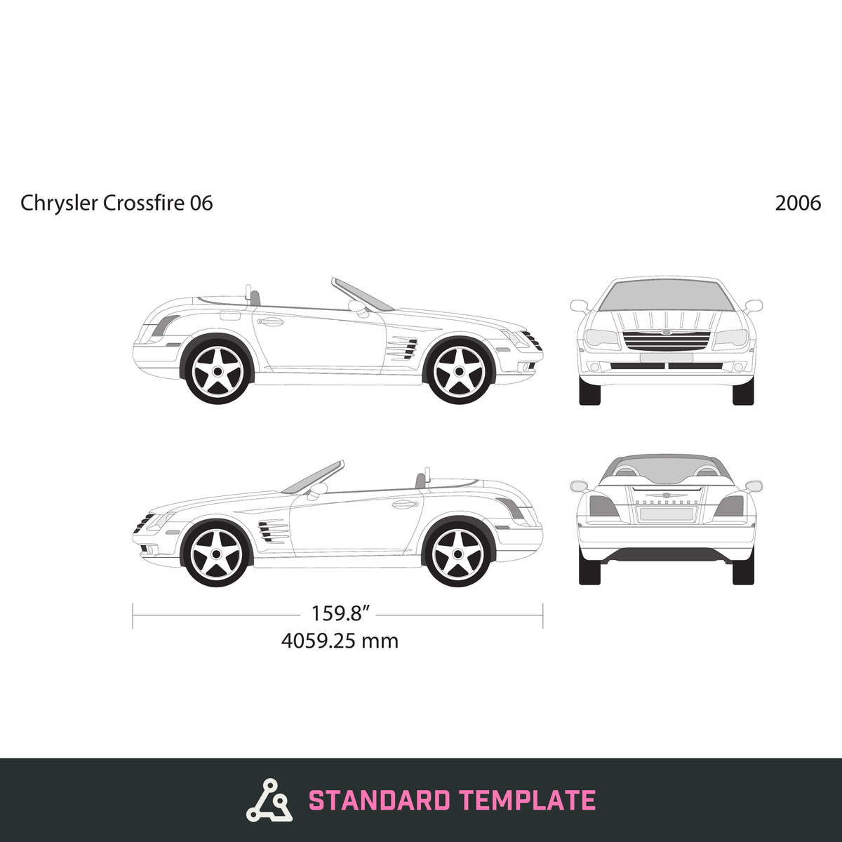 2006 Chrysler Crossfire vector wrap template V06, Design-Ready PDF - GravBase