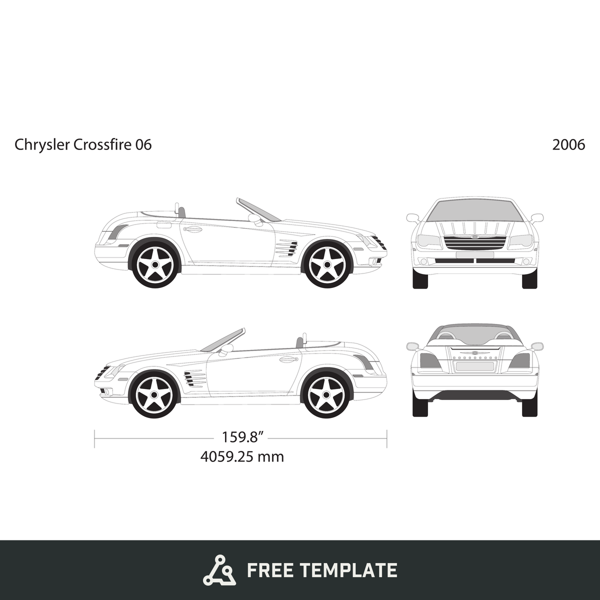 2006 Chrysler Crossfire free vector vehicle wrap template - GravBase