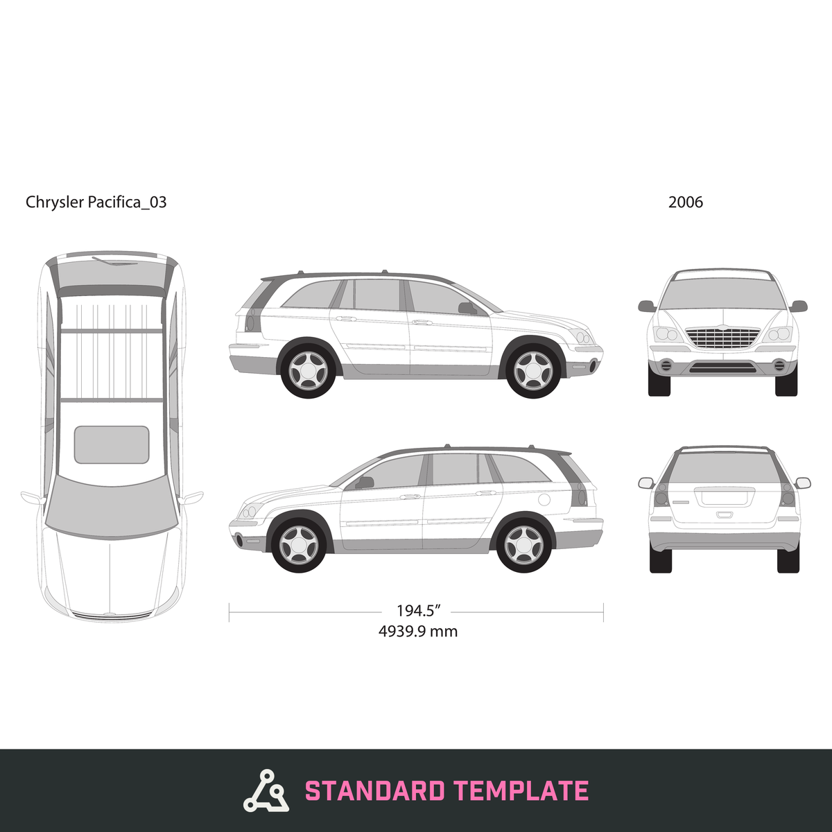 2006 Chrysler Pacifica vector wrap template, Design-Ready PDF - GravBase
