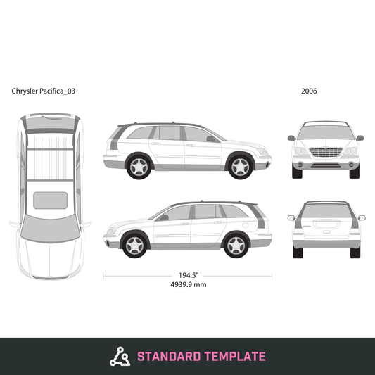 2006 Chrysler Pacifica vector wrap template, Design-Ready PDF - GravBase