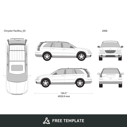 2006 Chrysler Pacifica free vector vehicle wrap template - GravBase