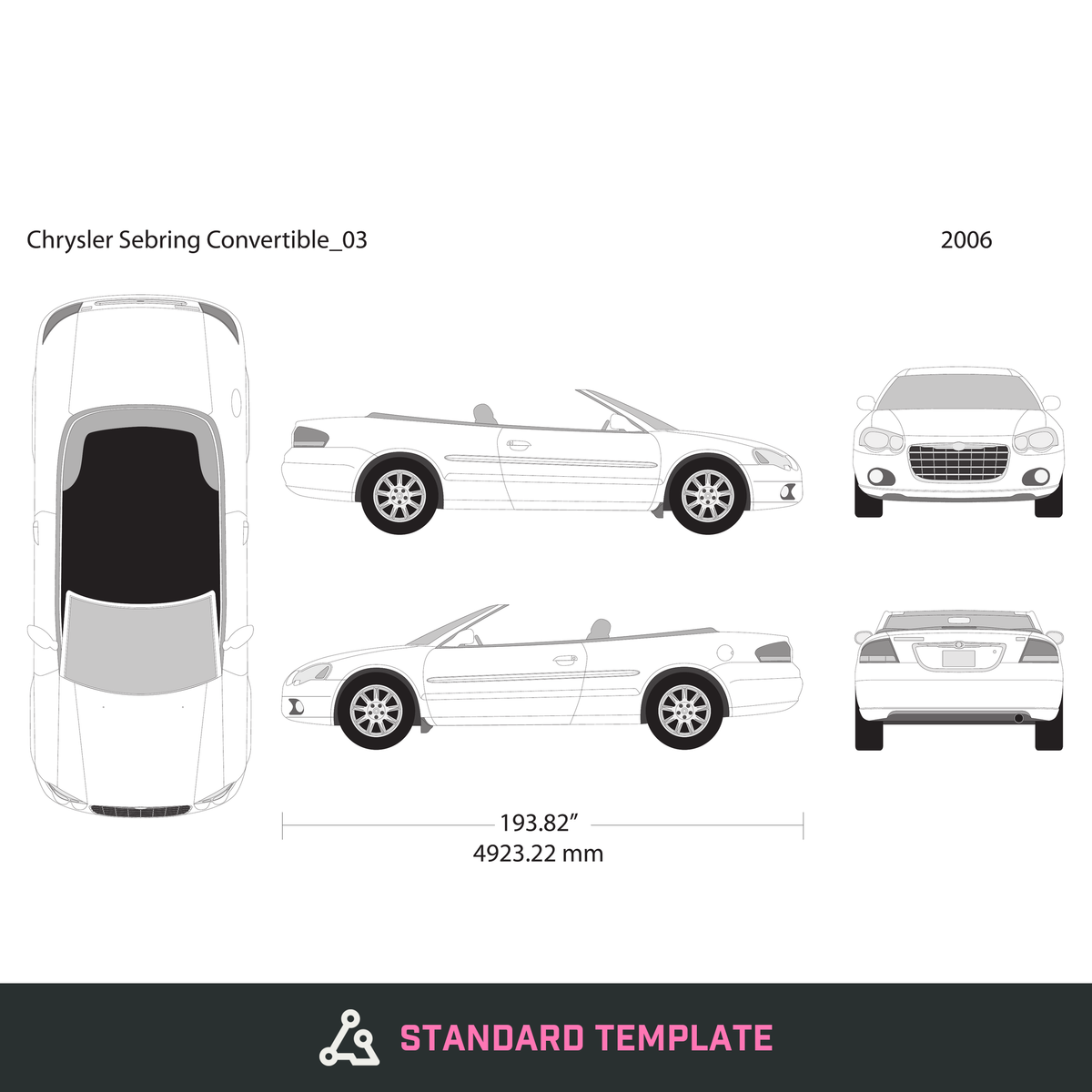 2006 Chrysler Sebring vector wrap template, Design-Ready PDF - GravBase