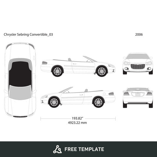 2006 Chrysler Sebring free vector vehicle wrap template - GravBase