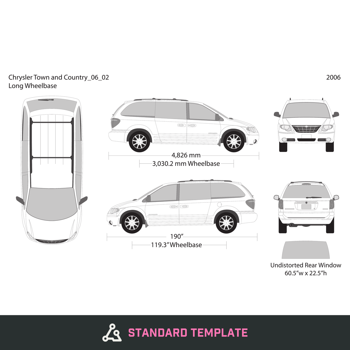 2006 Chrysler Town And Country vector wrap template V02, Design-Ready PDF - GravBase
