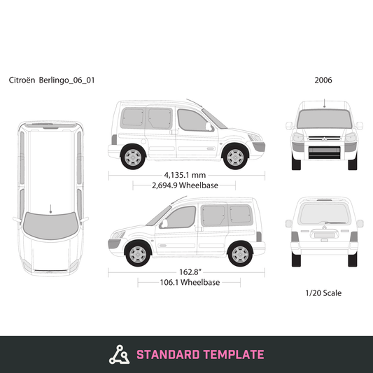 2006 Citroen Berlingo vector wrap template, Design-Ready PDF - GravBase